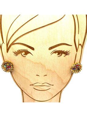 VIntage Sequin Circle Earrings, Golden Screw Back for Glizty Party Look
